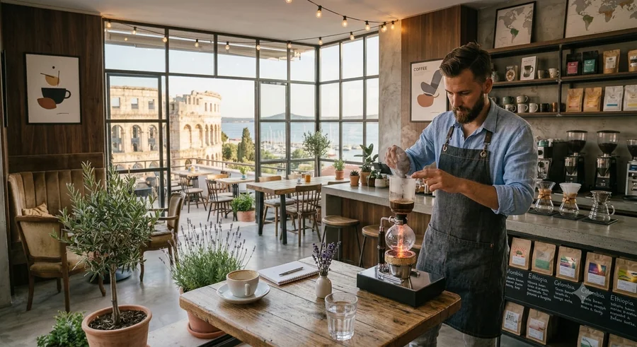Specialty kafić s pogledom na amfiteatar